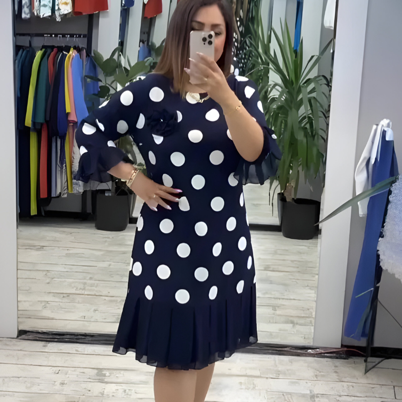 Barbara™- Prikkete Chiffon Kjole