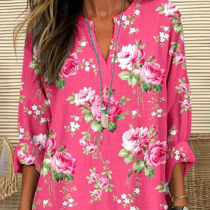 Cathy™- Blomstrete Langermet Bluse