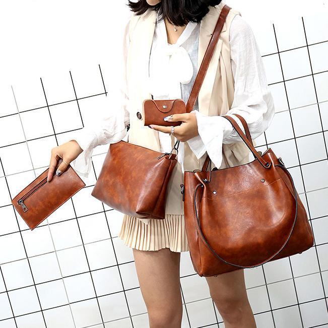 Riley™-Vintage mykt 4-delt skinnveskesett
