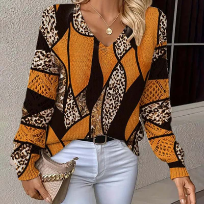 Colleen™- Patterned V-hals Genser