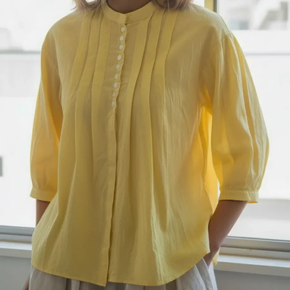 Brenda™- Knappeplisset Bluse