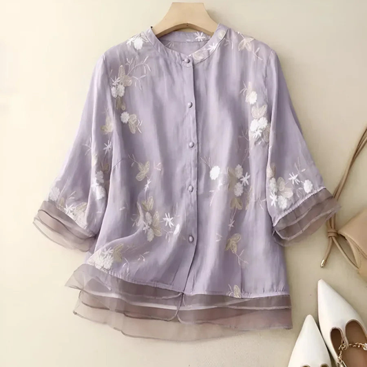 Beverly™- Blomsterbluse i chiffon