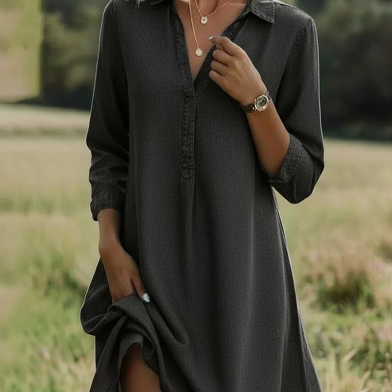 Crystal™- Denim V-hals Kjole