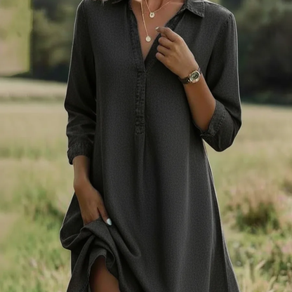 Crystal™- Denim V-hals Kjole