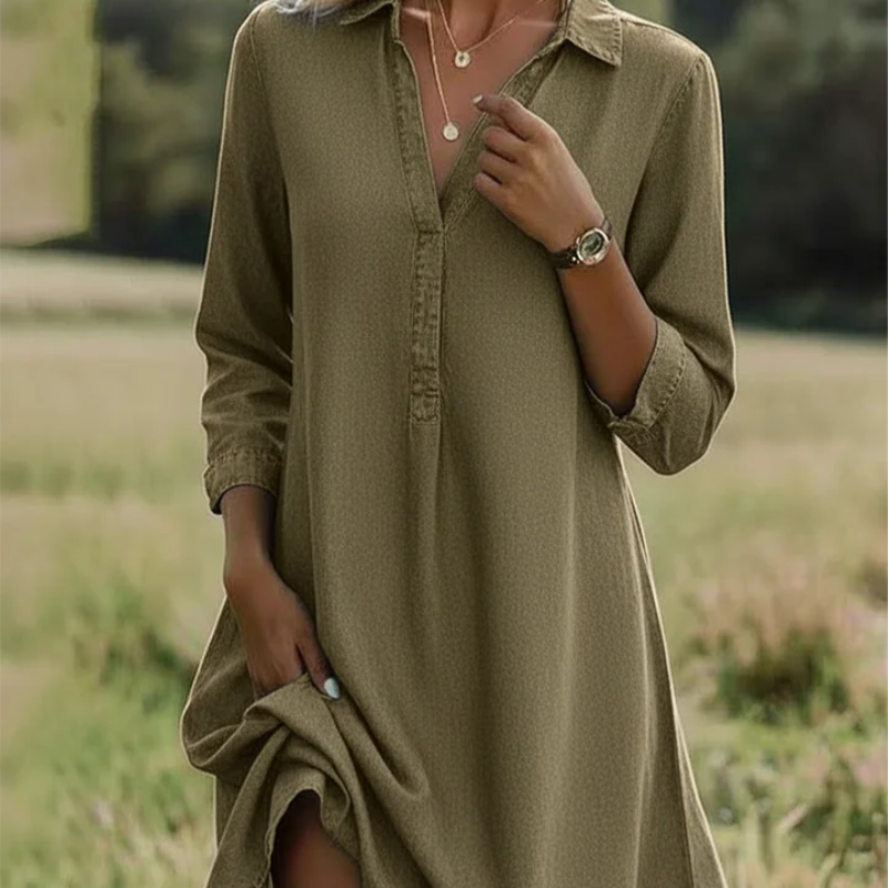 Crystal™- Denim V-hals Kjole