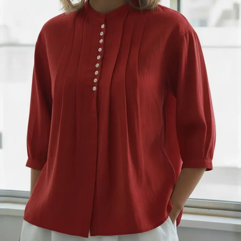 Brenda™- Knappeplisset Bluse