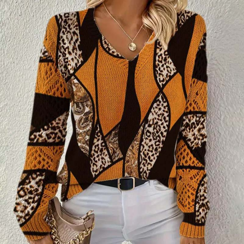 Colleen™- Patterned V-hals Genser