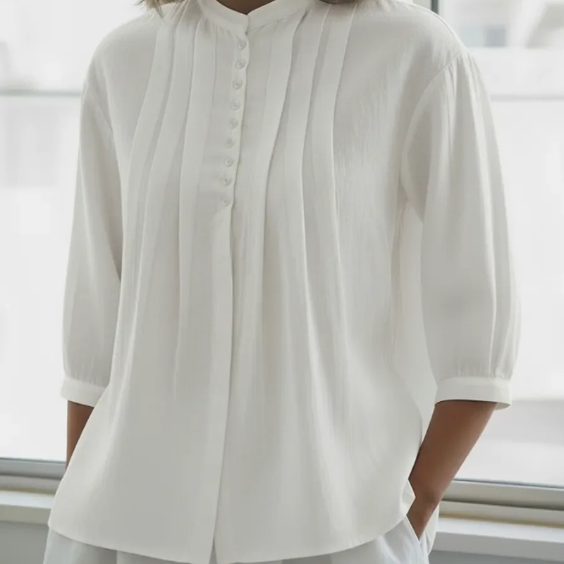 Brenda™- Knappeplisset Bluse