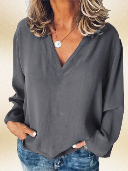 Camille™ – Løs bluse med V-hals