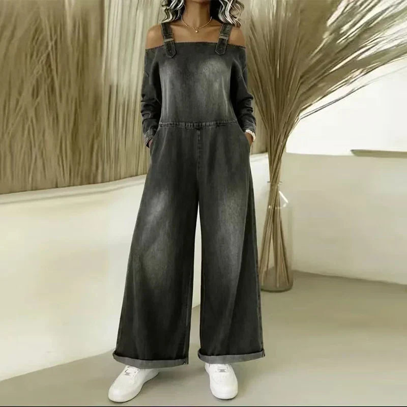Callie™ – Off-Skuldra Denim Jumpsuit