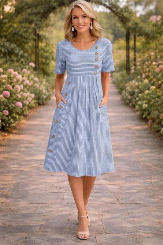 Wanda™-Stripete midikjole
