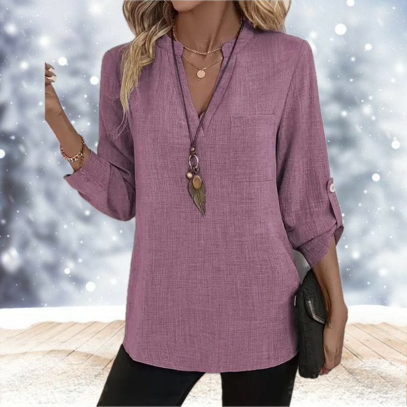 Alessandra™ – Løs bluse med V-hals