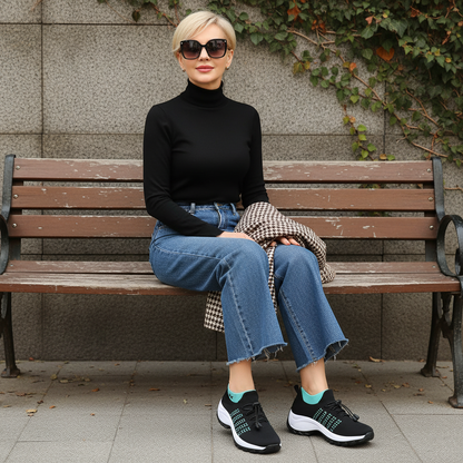 Annette™ - Ortopediske stoffsko grønn svart