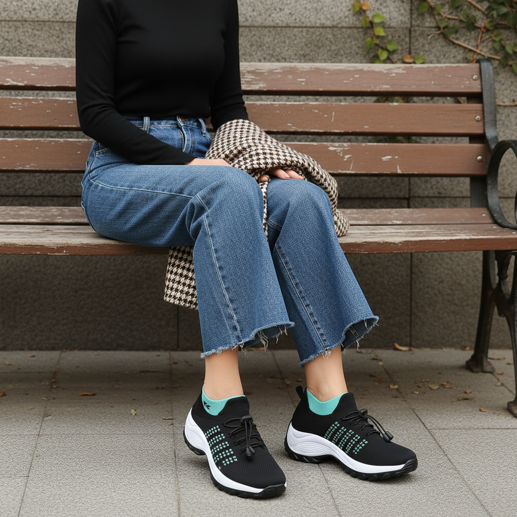 Annette™ - Ortopediske stoffsko grønn svart