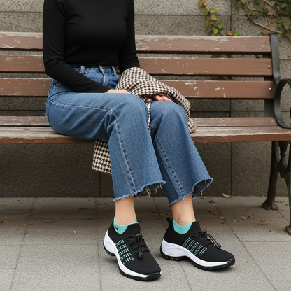 Annette™ - Ortopediske stoffsko grønn svart