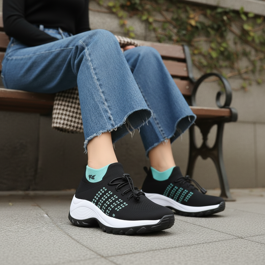 Annette™ - Ortopediske stoffsko grønn svart