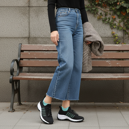 Annette™ - Ortopediske stoffsko grønn svart